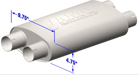 Oval Muffler  2-In/2-Out